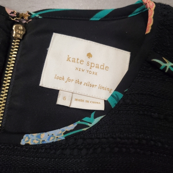 Kate Spade Blossom Trim Tweed Black Sleeveless Dress. Textured. Size 6. - Picture 3 of 10